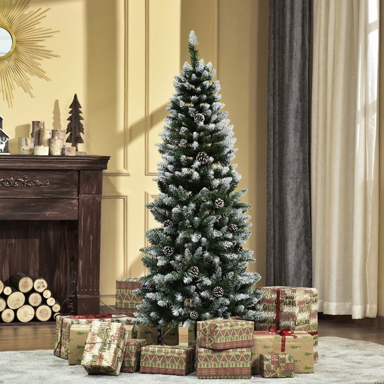 Kunstkerstboom met dennenappels en sneeuw 150 cm - Ø69 cm