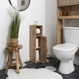 Toiletrolhouder/Reserverolhouder Klaus staand hout - Bruin