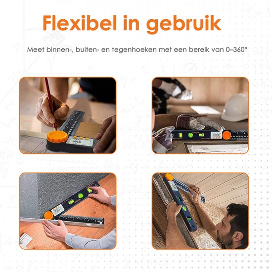 Vesfy Zwaaihaak Digitaal met Waterpas - 320mm - 360 Graden - Hoekmeter - Blokhaak - Winkelhaak