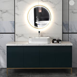Ronde Badkamerspiegel met LED-verlichting, Badspiegel met Anti-Condensfunctie, Touchbediening, Display