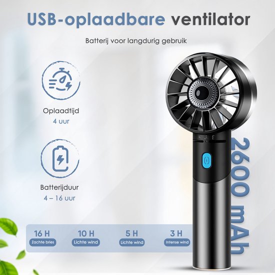 Handventilator - Snelheden - Oplaadbaar - en