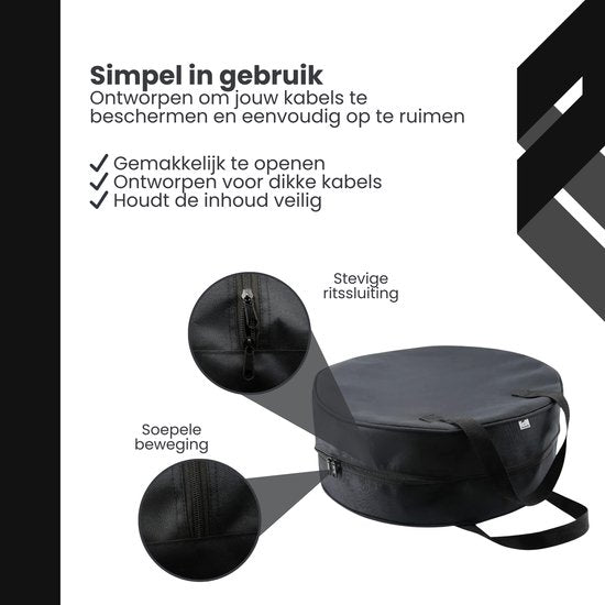 EV Kabel Tas – Opbergtas voor Laadkabel Auto – Waterdichte Kabel Organizer Auto Kofferbak – Geschikt voor EV, Startkabels & Verlengkabels tot 26 Meter – 40 cm Rond Formaat