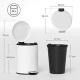 Pedaalemmer Prullenbak 20 liter met Binnenemmer - Softclose - Creme-wit