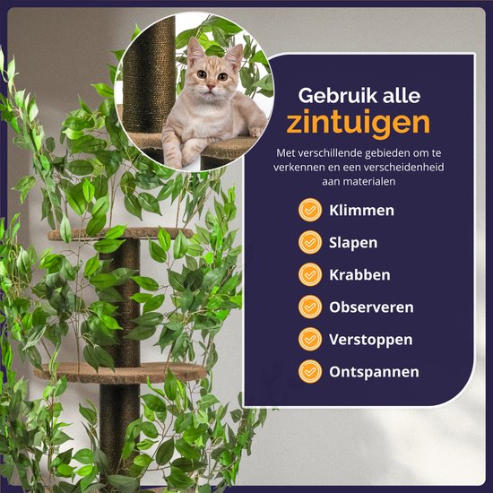 Kattenboom - Krabpaal voor Katten - 160 - Verwisselbare bladeren - Extra Stabiel