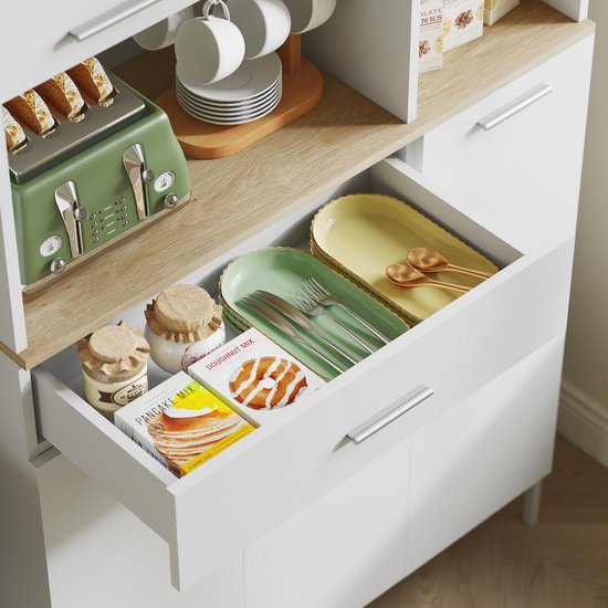 Keukenkast Scandinavisch Design met Glazen Deuren - Wit