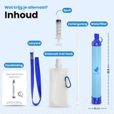 NovaWare® Waterfilter Survival Straw – Waterfles - Survival Kit & Outdoor - Water Filter - BPA-vrij - Noodpakket – Filtert 2000L