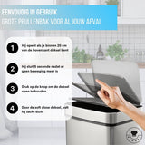 4cookz® Sensorprullenbak 60 liter - RVS Prullenbak