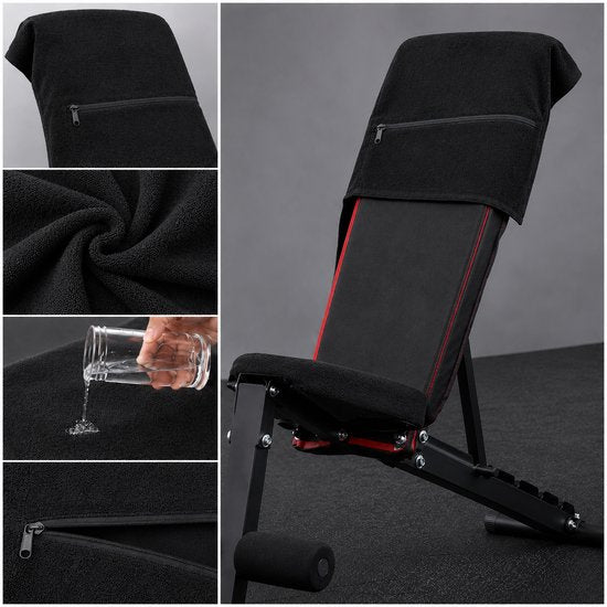 SparkNine Microvezel Handdoek - met ritsvak - S - 38x94 cm - zwart - handig & functioneel - sneldrogend - absorberend & super zacht