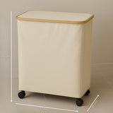 AKSA Home® Wasmand met Wieltjes - Wassorteerder met 3 vakken - Wasmand Opvouwbaar met Deksel - 160L - Beige/Creme