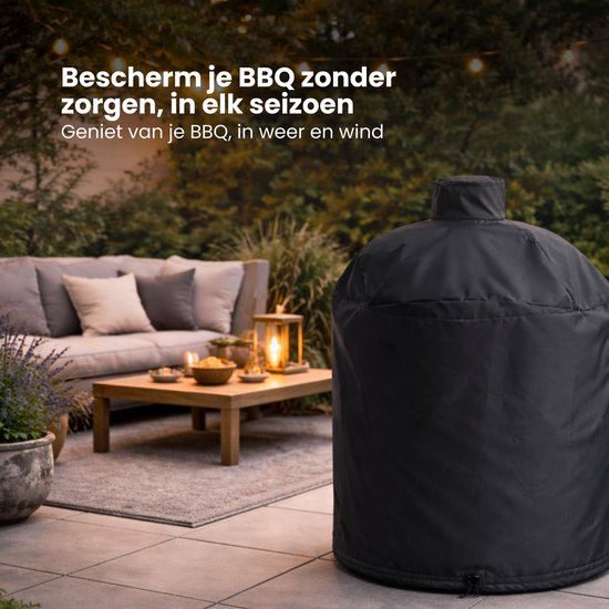 BBQ Hoes Waterafstotend en Rond - Zwart - 15 tot 21 inch - Ø74x98cm - Universeel - Geschikt voor Kamado, Big Green Egg en Grill Guru