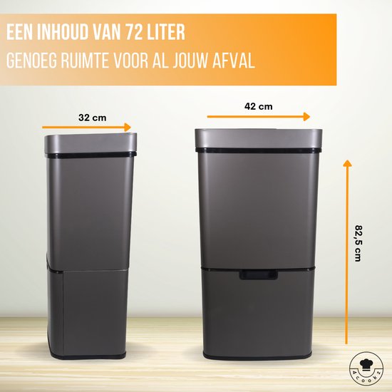 4cookz® Smart Waste Prullenbak Afvalscheiding met sensor 72