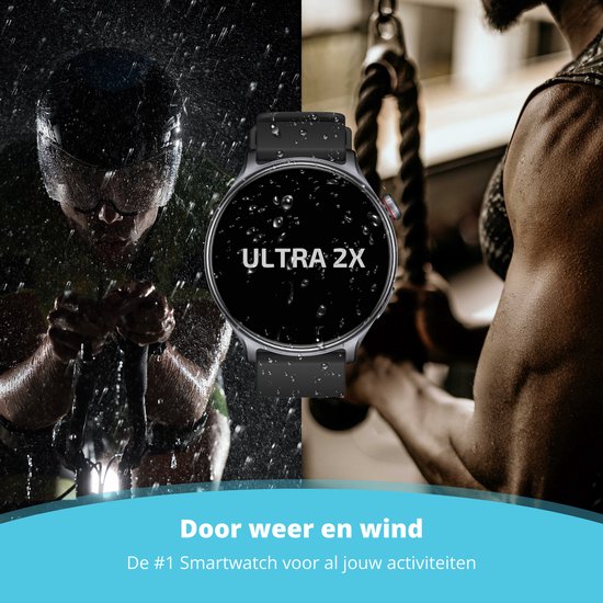 Nexvex® Ultra 2X Smartwatch - Sporthorloge met Belfunctie - Bloeddrukmeter - Stappenteller - Hartslagmeter - Bluetooth Activity Tracker - Android, iOS - 1.46 Inch - Zwart - Staal