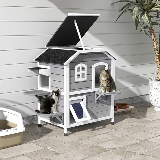 Houten Kattenhuis 78x55x91 cm Waterdicht