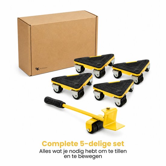 Meubellifter - 5-delige Set - Geel - Eenvoudig Verplaatsen van Meubels - Meubellift - Meubelverplaatser