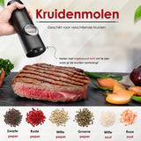 Vesfy Elektrische Peper en Zoutmolen Set - Oplaadbaar met Laadstation - Instelbare Maalgraad - LED-Licht - Pepermolen