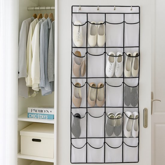 Schoenenkast Hangend - Schoenenzak 35 vakken - Opbergen van Schoenen aan Deur - Schoenenzak Wit - Oplossing voor rondslingerende schoenen - Hoogwaardige Schoenenkast