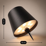 Fidali Flessenlamp - Oplaadbare LED Tafellamp USB-C - Dimbaar met touch bediening - Binnen & Buiten - Aluminium - Zwart - 2 Stuks