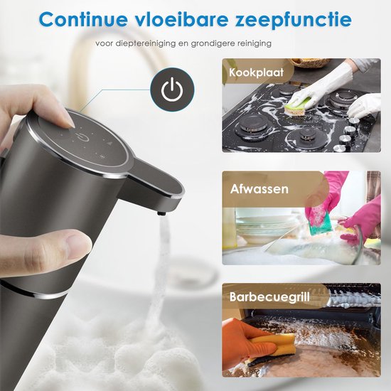 Vesfy Automatische Zeepdispenser Zwart met Wandmontage - USB Oplaadbaar - Infrarood Sensor en Foamfunctie - 380ml - Zeeppompje
