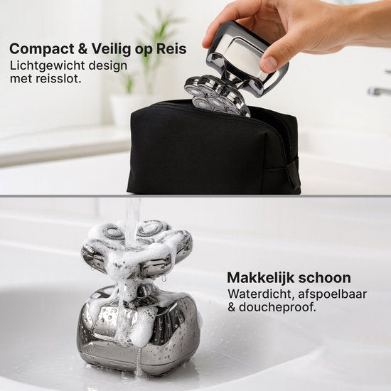Carewat Glad Pro - Scheerapparaat Mannen - Elektrisch 6-in-1 - Hoofd & Gezicht - Nat & Droog - Trimmer & Tondeuse - Draadloos Opladen