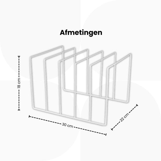 LP Opbergsysteem - Wit - Elpee Opbergrek - Platenrek van Metaal - Opbergrek LP - Vinyl OpbergSysteem - 50 tot 60 Platen - Bordenstandaard