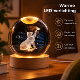 DMG Supply 3D Kristallen Bol Lamp - USB Oplaadbaar - LED Lamp - Nachtlamp - Tafellamp - Bureaulamp