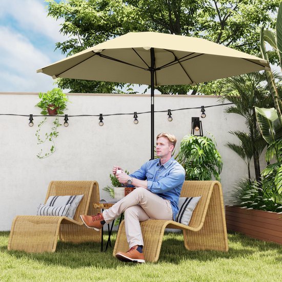 Parasol 233cm Vierkant Kantelbaar - Aluminium buis, Glasvezel