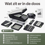 Groentesnijder Set met Opvangbak 750 ml – Mandoline Snijder – Groente Hakker – Uiensnijder – Blokjessnijder – Julienne Snijder – Groente Rasp – Keuken Mandoline met 5 RVS Messen