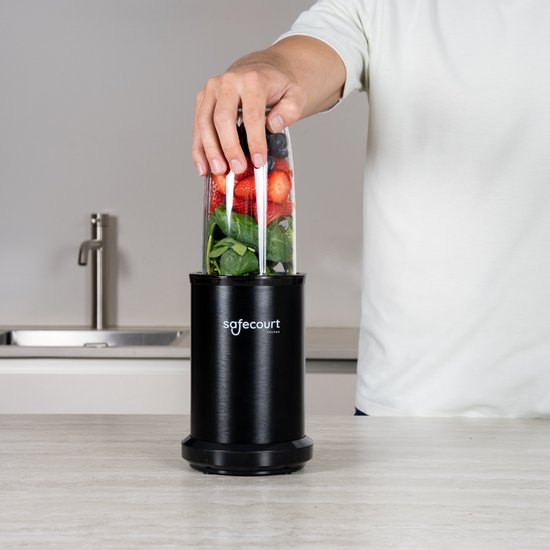 Safecourt kitchen - Smoothie Blender - Blender 1200W - Smoothie Maker - Inclusief to go bekers - Zwart