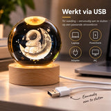 DMG Supply 3D Kristallen Bol Lamp - USB Oplaadbaar - LED Lamp - Nachtlamp - Tafellamp - Bureaulamp