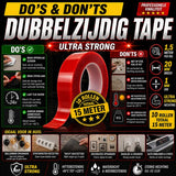 24ME® Pakket met 10 Rollen Dubbelzijdig Montagetape - Totaal 15 meter - Sterke Hechting - Transparant - Ultra Strong