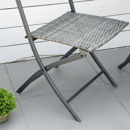 Bistroset Rattan - Balkonmeubel Set 3-Delig - Grijs