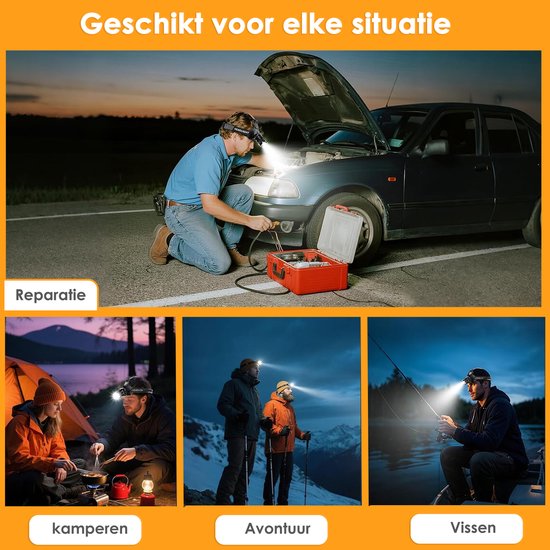 Hoofdlamp LED Oplaadbaar - Bewegingssensor & Rood Licht - 3600 Lumen - 6 lichtstanden- IPX6 Waterdicht - Voor Camping, Werk & Noodpakket