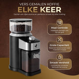 NovaWare Koffiemolen Pro – Elektrische Koffiemolen – Koffiebonen maler – Koffiemaler - Coffee Grinder - Zwart
