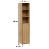 Badkamerkast Hoog Tasso Paneel dessin - 1 deur en 6 planken - Bruin