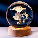 DMG Supply 3D Kristallen Bol Lamp - USB Oplaadbaar - LED Lamp - Nachtlamp - Tafellamp - Bureaulamp
