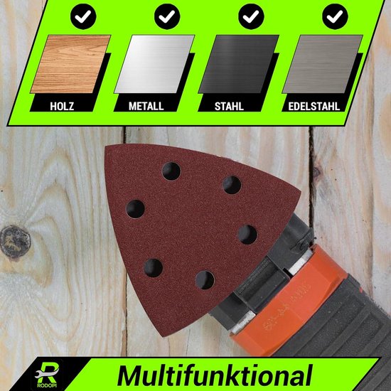 Rodopi® 100x Korrel Delta Schuurpapier Driehoek 93 - Industrieel