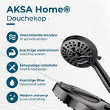 AKSA Home® Douchekop met Slang - Douchekop met Filter - 10 sproeistanden - Regendouche met Hoge Druk - Zwart