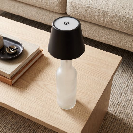 Fidali Flessenlamp - Oplaadbare LED Tafellamp USB-C - Dimbaar met touch bediening - Binnen & Buiten - Aluminium - Zwart - 2 Stuks