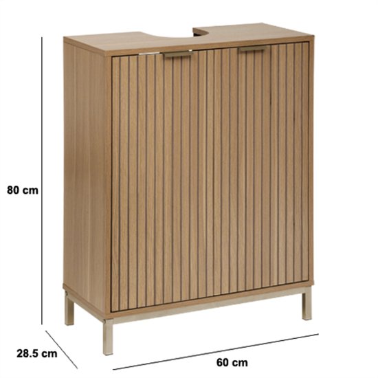 Badkamerset Tasso met paneel dessin - hoge kast en wastafelonderkast - Bruin