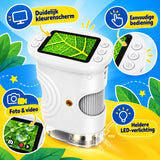 Digitale Microscoop voor Kinderen – Handmicroscoop met Kleurenscherm – Foto & Video – LED-Verlichting – Oplaadbaar via USB-C – Compact & Draagbaar – Wit