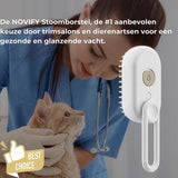 Luxe Kattenborstel - Hondenborstel - Kattenkam met Massagefunctie - met Stoom - Kortharig - Langharig - Wit