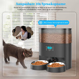 Automatische Voerbak - Kat en Hond - 2-in-1 Voerautomaat - Voerautomaat - Voice Recorder & Timer - Smart App Besturing - Voerdispenser - 6L - Zwart - Honeyguardian