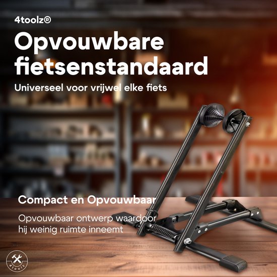 4toolz® Universele vrijstaande Fietsstandaard Mountainbike en Gewone fiets - Zwart