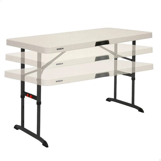 Lifetime® Kunststof Campingtafel in Hoogte Verstelbaar Opvouwbaar - 122x61x86 cm