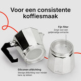Chefino Percolator 6 Kops – Moka Pot 270 ml – Espressopot voor Italiaans Koffiezetten – Aluminium Mokkapot – Espressomaker voor Gasfornuis