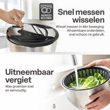 Slacentrifuge RVS 5L met Snij- en Raspmessen – Salade Spinner – Sladroger – Slakom met Mandoline – Groentesnijder – Julienne Snijder – RVS Mengkom