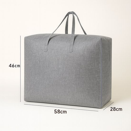Opbergtas Groot 58x46x28 cm – Draagbare Opbergzak met Handvat – Opbergbox voor Kleding, Dekens & Textiel – Vouwbaar & Ademend – Grijs