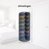 Cap Rack - Petjes Organizer voor aan Deur - Grijs - 14 Petten - Organizer voor Petjes en Caps - Petjes Opbergsysteem - Vilt - Petten Houder - Petten Opbergzak - Hat Holder - 130 x 46 cm