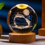 DMG Supply 3D Kristallen Bol Lamp - USB Oplaadbaar - LED Lamp - Nachtlamp - Tafellamp - Bureaulamp