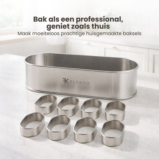 Roestvrijstalen sloffenring - Complete Set - Verstelbaar Bakframe - RVS - 27 - 40 cm – Sloffen – Taarten - Vruchtentaarten - Bakslof Verstelbaar